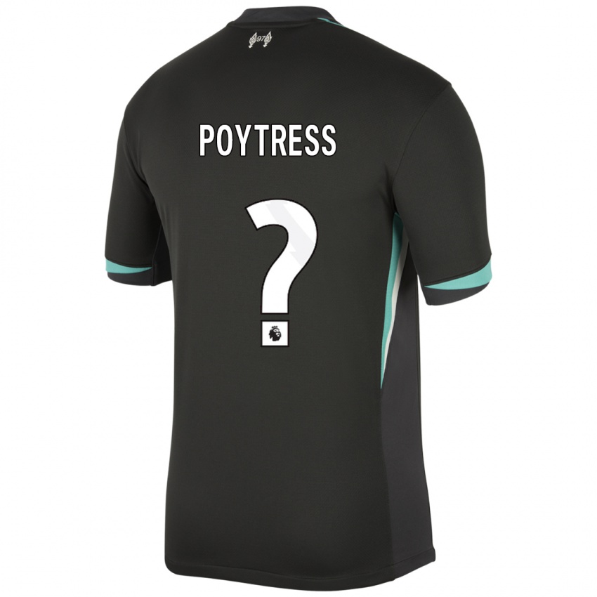 Mujer Camiseta Jacob Poytress #0 Negro Antracita Blanco 2ª Equipación 2024/25 La Camisa Chile