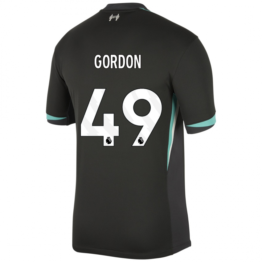 Mujer Camiseta Kaide Gordon #49 Negro Antracita Blanco 2ª Equipación 2024/25 La Camisa Chile