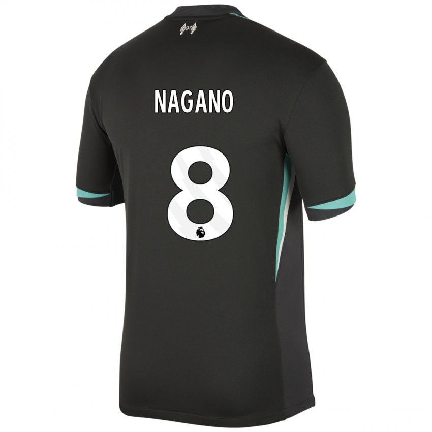 Mujer Camiseta Fūka Nagano #8 Negro Antracita Blanco 2ª Equipación 2024/25 La Camisa Chile