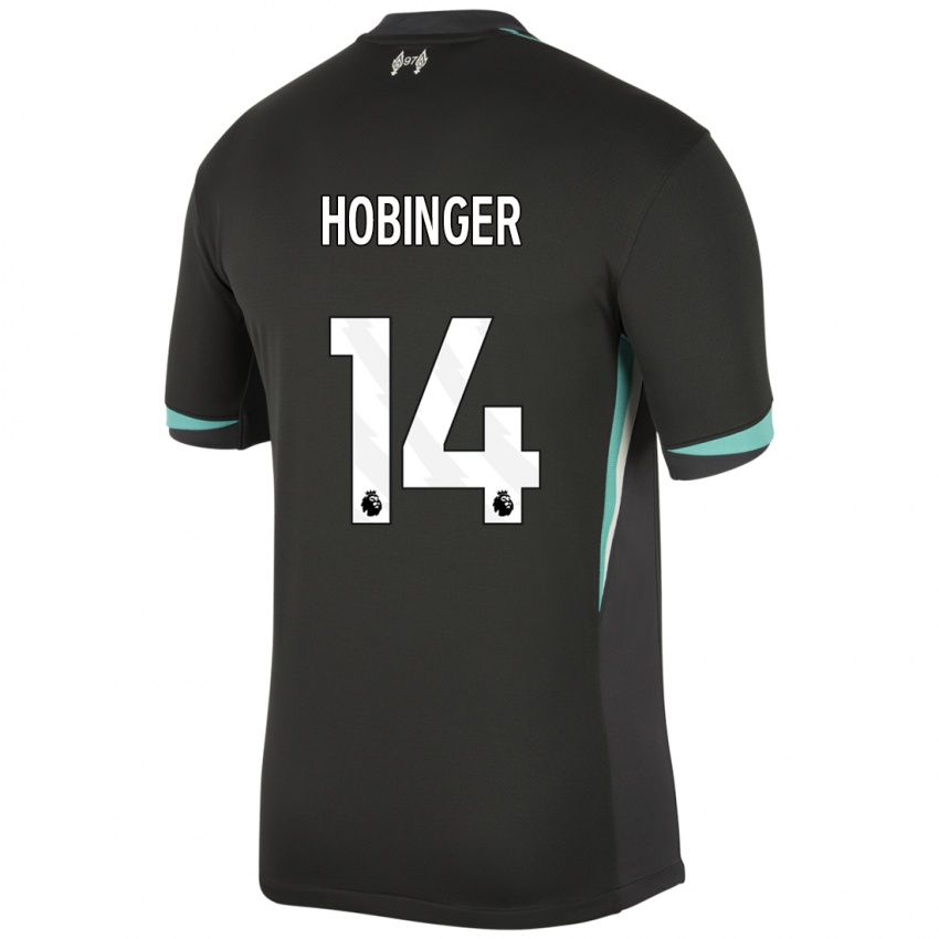 Mujer Camiseta Marie Höbinger #14 Negro Antracita Blanco 2ª Equipación 2024/25 La Camisa Chile