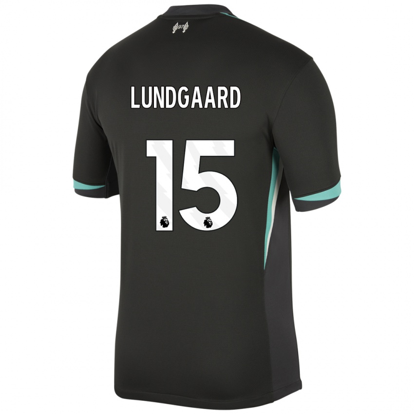 Mujer Camiseta Sofie Lundgaard #15 Negro Antracita Blanco 2ª Equipación 2024/25 La Camisa Chile