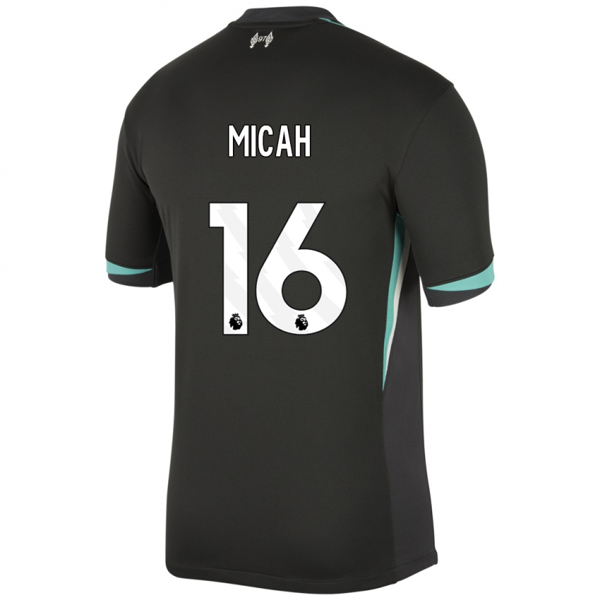 Mujer Camiseta Teagan Micah #16 Negro Antracita Blanco 2ª Equipación 2024/25 La Camisa Chile