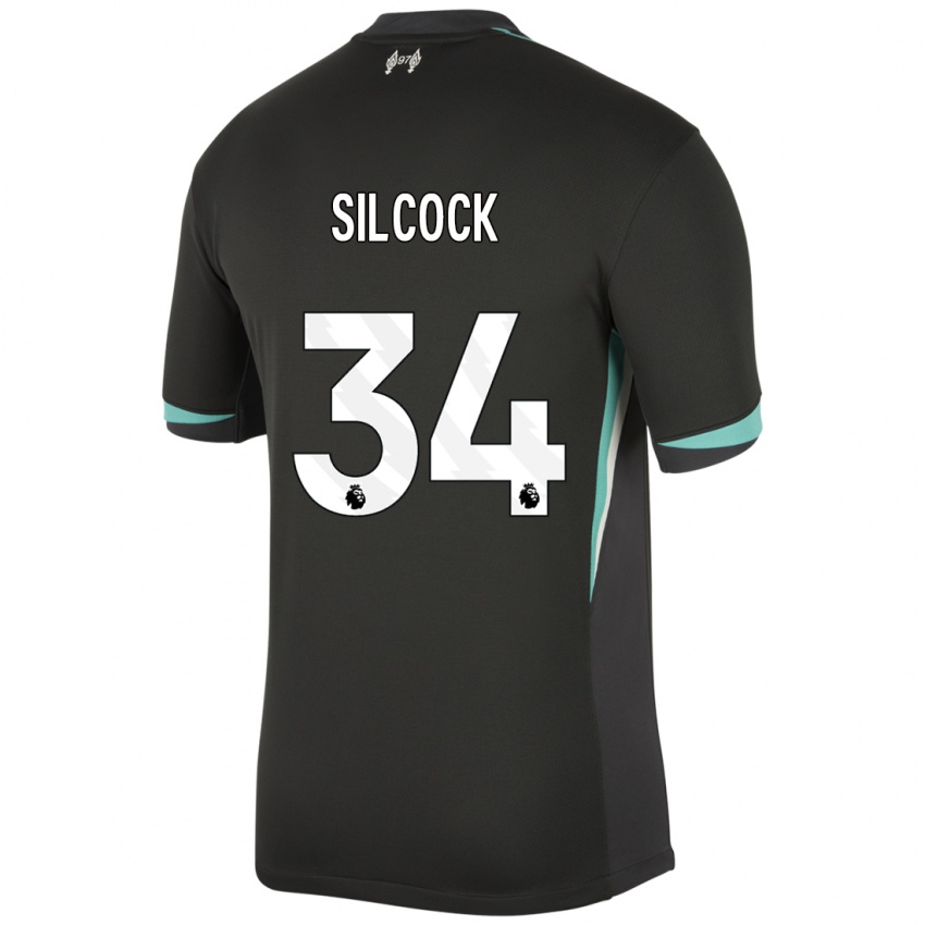 Mujer Camiseta Hannah Silcock #34 Negro Antracita Blanco 2ª Equipación 2024/25 La Camisa Chile