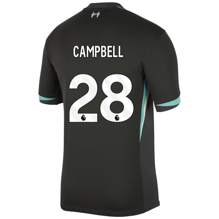 Mujer Camiseta Megan Campbell #28 Negro Antracita Blanco 2ª Equipación 2024/25 La Camisa Chile