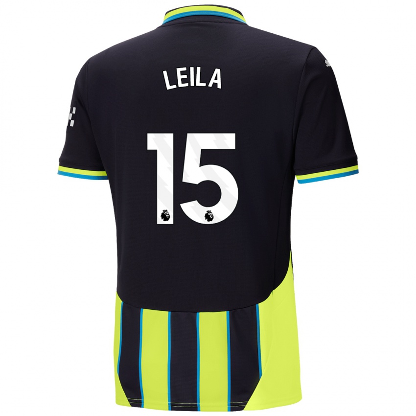 Mujer Camiseta Leila Ouahabi #15 Azul Amarillo 2ª Equipación 2024/25 La Camisa Chile