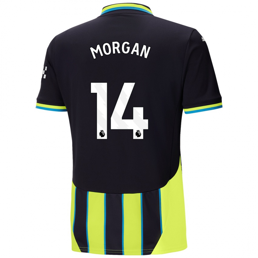 Mujer Camiseta Esme Morgan #14 Azul Amarillo 2ª Equipación 2024/25 La Camisa Chile