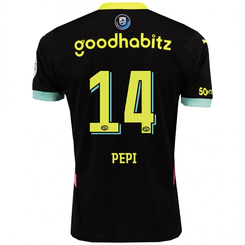 Mujer Camiseta Ricardo Pepi #14 Negro Amarillo 2ª Equipación 2024/25 La Camisa Chile