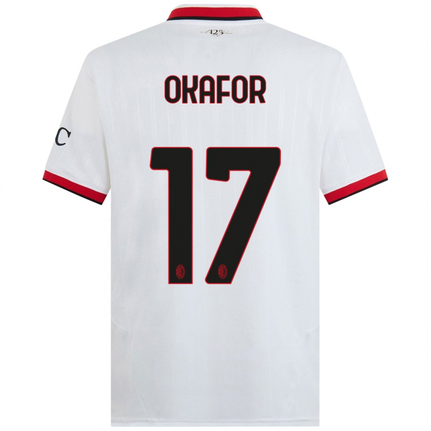 Mujer Camiseta Noah Okafor #17 Blanco Negro Rojo 2ª Equipación 2024/25 La Camisa Chile