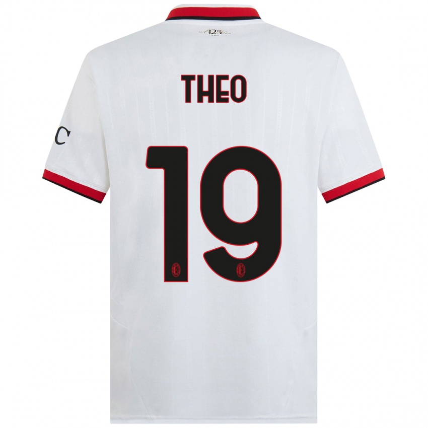 Mujer Camiseta Theo Hernandez #19 Blanco Negro Rojo 2ª Equipación 2024/25 La Camisa Chile