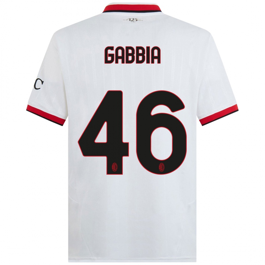 Mujer Camiseta Matteo Gabbia #46 Blanco Negro Rojo 2ª Equipación 2024/25 La Camisa Chile