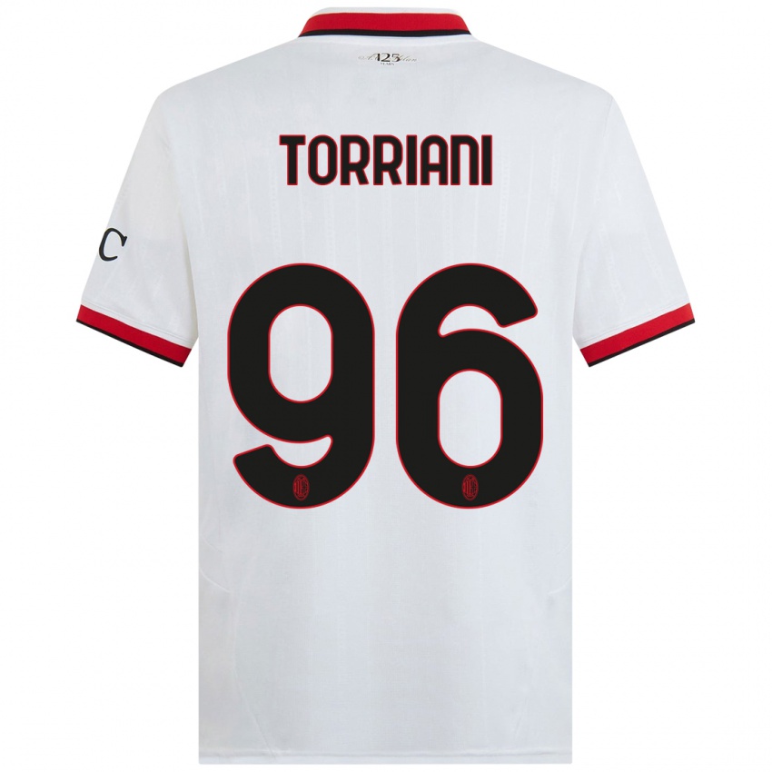 Mujer Camiseta Lorenzo Torriani #96 Blanco Negro Rojo 2ª Equipación 2024/25 La Camisa Chile