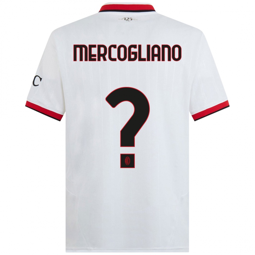 Mujer Camiseta Mattia Mercogliano #0 Blanco Negro Rojo 2ª Equipación 2024/25 La Camisa Chile