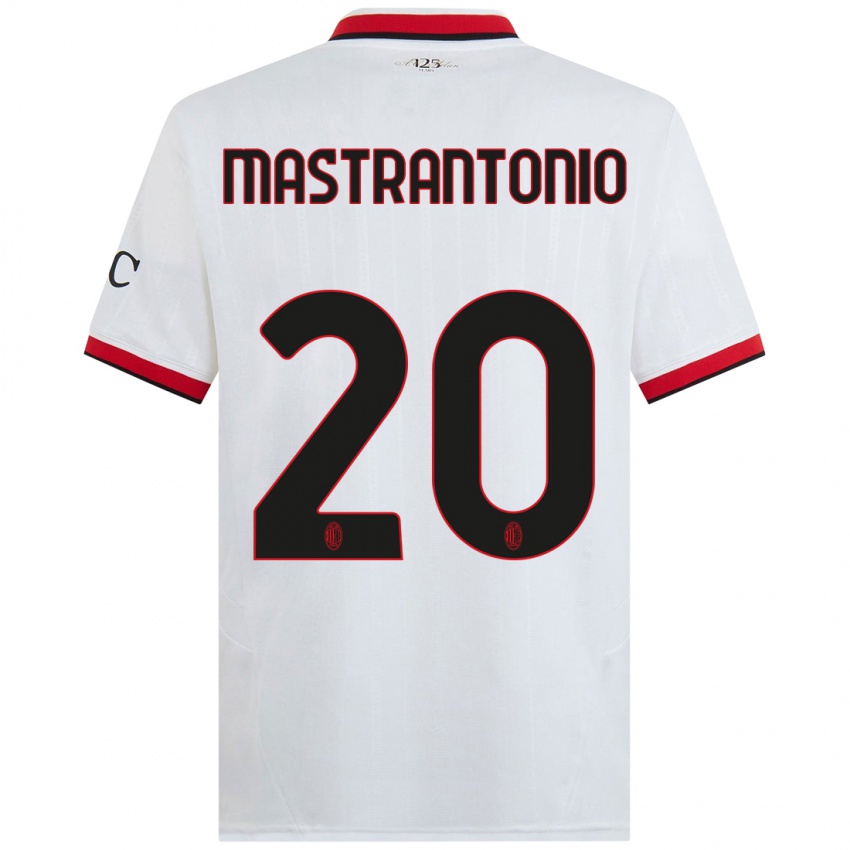 Mujer Camiseta Davide Mastrantonio #20 Blanco Negro Rojo 2ª Equipación 2024/25 La Camisa Chile