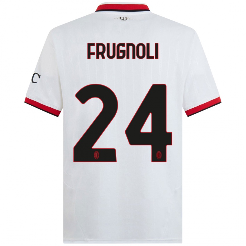 Mujer Camiseta Leonardo Frugnoli #24 Blanco Negro Rojo 2ª Equipación 2024/25 La Camisa Chile