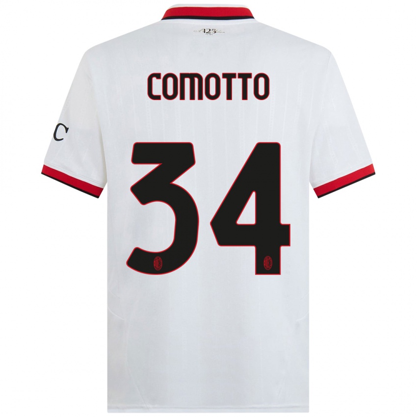 Mujer Camiseta Christian Comotto #34 Blanco Negro Rojo 2ª Equipación 2024/25 La Camisa Chile