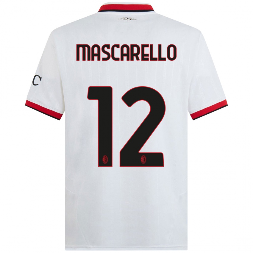 Mujer Camiseta Marta Mascarello #12 Blanco Negro Rojo 2ª Equipación 2024/25 La Camisa Chile