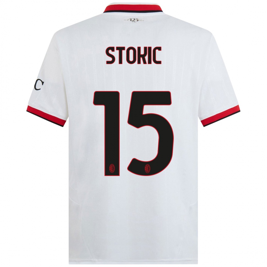 Mujer Camiseta Sara Stokić #15 Blanco Negro Rojo 2ª Equipación 2024/25 La Camisa Chile