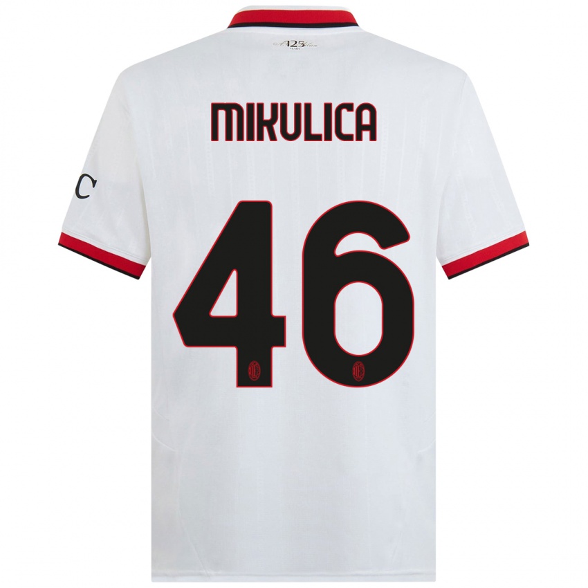 Mujer Camiseta Petra Mikulica #46 Blanco Negro Rojo 2ª Equipación 2024/25 La Camisa Chile