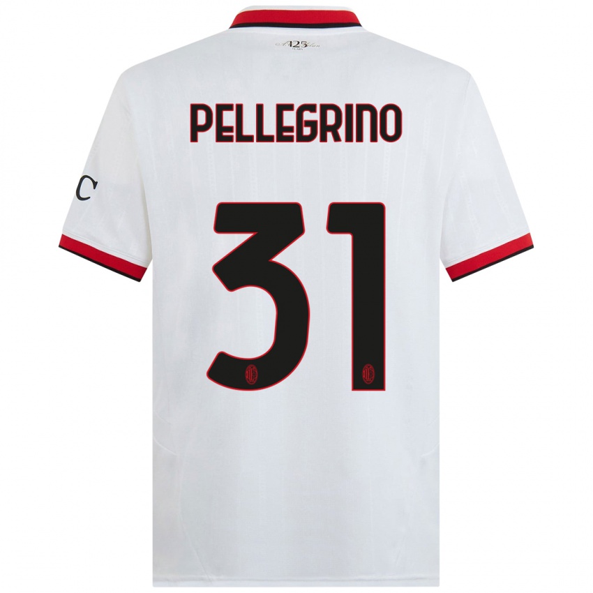 Mujer Camiseta Marco Pellegrino #31 Blanco Negro Rojo 2ª Equipación 2024/25 La Camisa Chile