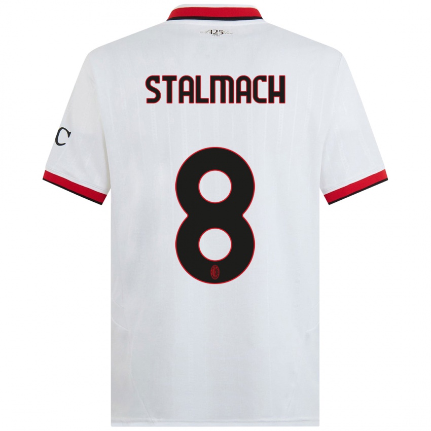 Mujer Camiseta Dariusz Stalmach #8 Blanco Negro Rojo 2ª Equipación 2024/25 La Camisa Chile