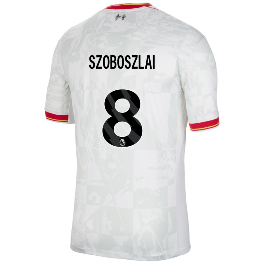 Mujer Camiseta Dominik Szoboszlai #8 Blanco Rojo Negro Equipación Tercera 2024/25 La Camisa Chile