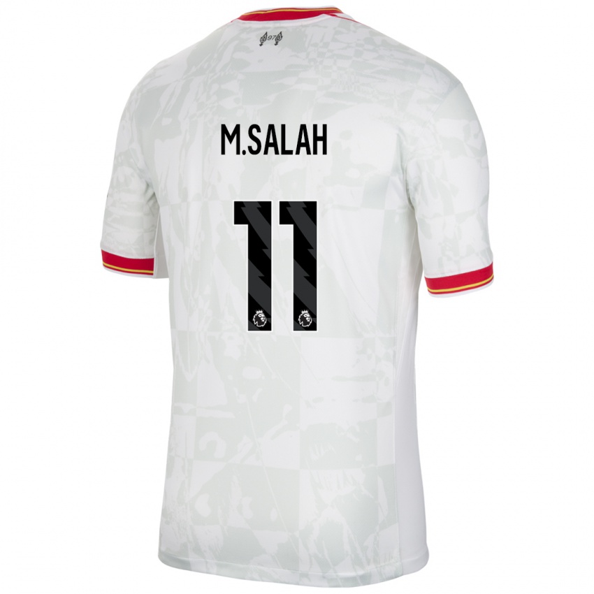 Mujer Camiseta Mohamed Salah #11 Blanco Rojo Negro Equipación Tercera 2024/25 La Camisa Chile