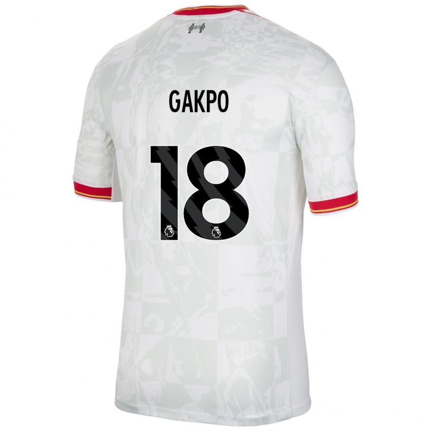 Mujer Camiseta Cody Gakpo #18 Blanco Rojo Negro Equipación Tercera 2024/25 La Camisa Chile