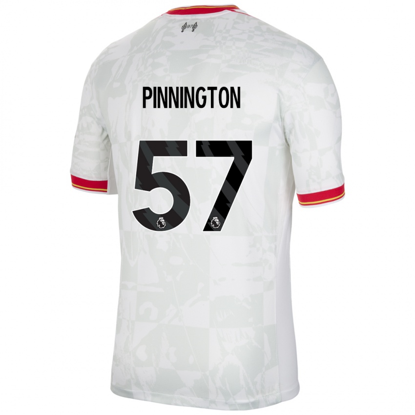 Mujer Camiseta Carter Pinnington #57 Blanco Rojo Negro Equipación Tercera 2024/25 La Camisa Chile