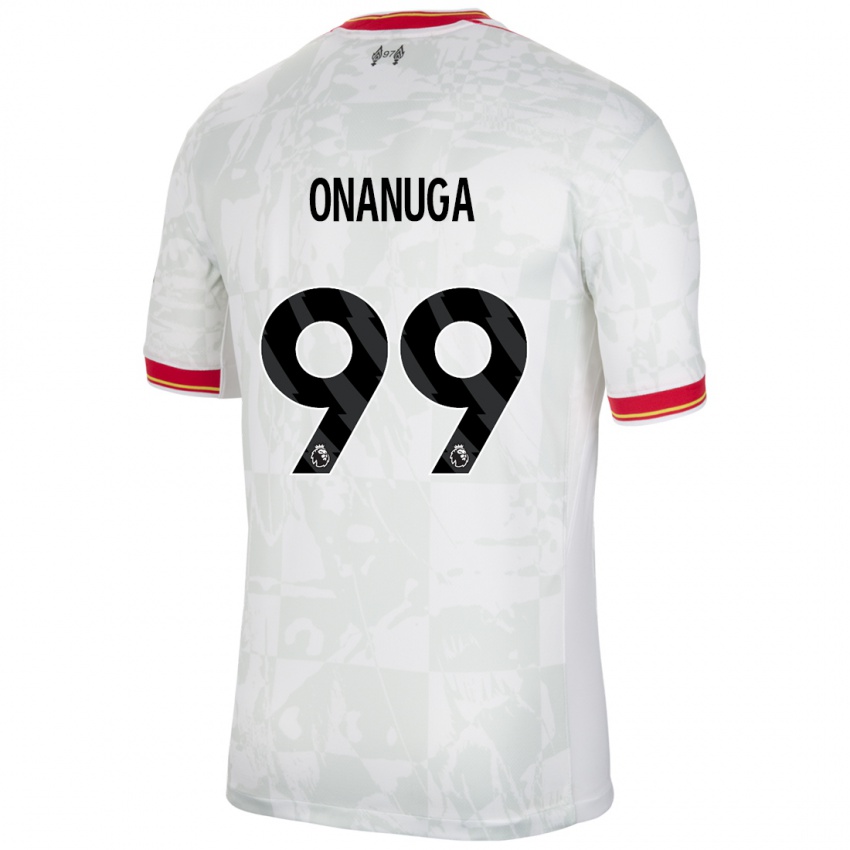 Mujer Camiseta Fola Onanuga #99 Blanco Rojo Negro Equipación Tercera 2024/25 La Camisa Chile