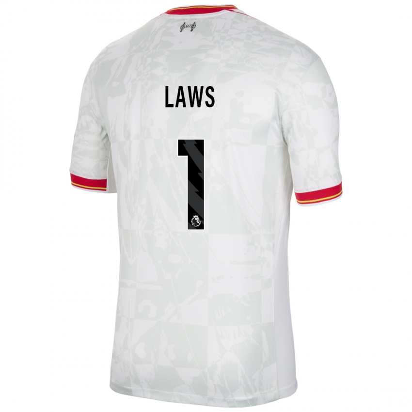 Mujer Camiseta Rachael Laws #1 Blanco Rojo Negro Equipación Tercera 2024/25 La Camisa Chile