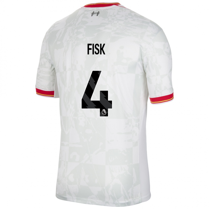 Mujer Camiseta Grace Fisk #4 Blanco Rojo Negro Equipación Tercera 2024/25 La Camisa Chile