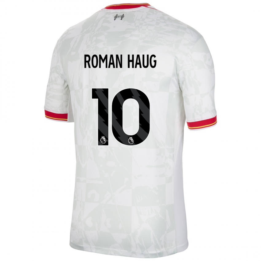 Mujer Camiseta Sophie Román Haug #10 Blanco Rojo Negro Equipación Tercera 2024/25 La Camisa Chile