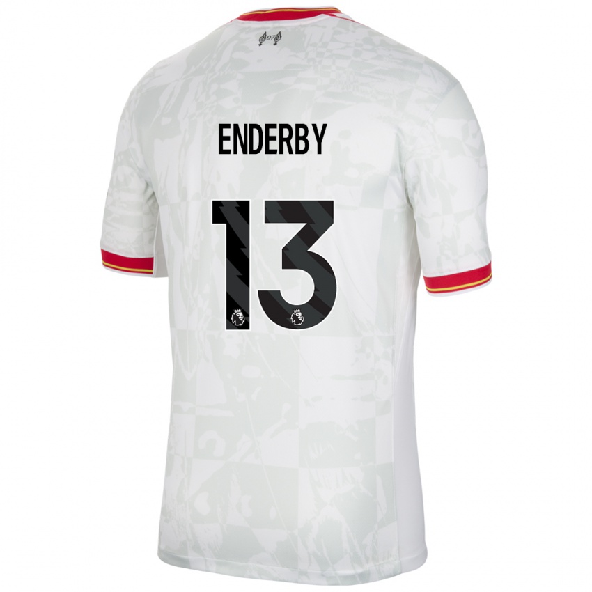 Mujer Camiseta Mia Enderby #13 Blanco Rojo Negro Equipación Tercera 2024/25 La Camisa Chile