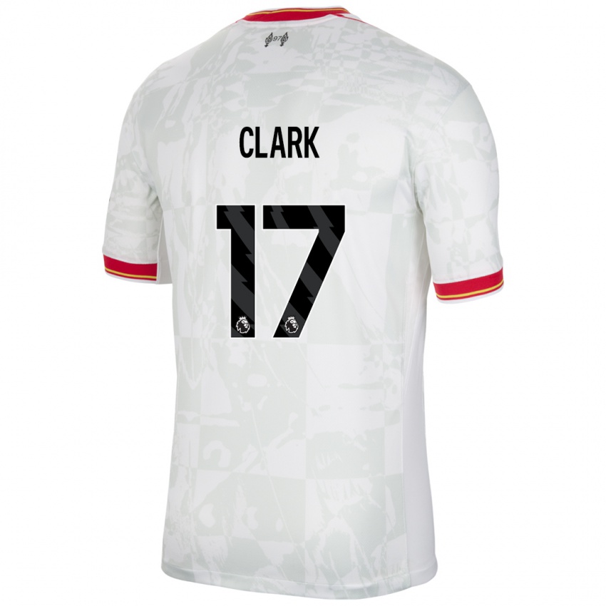 Mujer Camiseta Jenna Clark #17 Blanco Rojo Negro Equipación Tercera 2024/25 La Camisa Chile