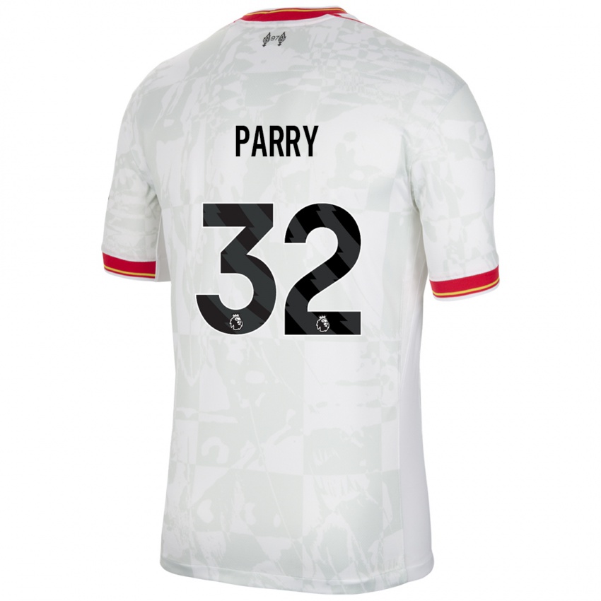 Mujer Camiseta Lucy Parry #32 Blanco Rojo Negro Equipación Tercera 2024/25 La Camisa Chile