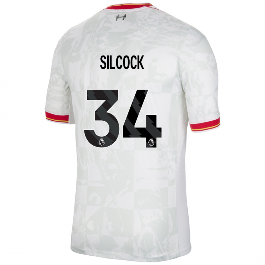 Mujer Camiseta Hannah Silcock #34 Blanco Rojo Negro Equipación Tercera 2024/25 La Camisa Chile