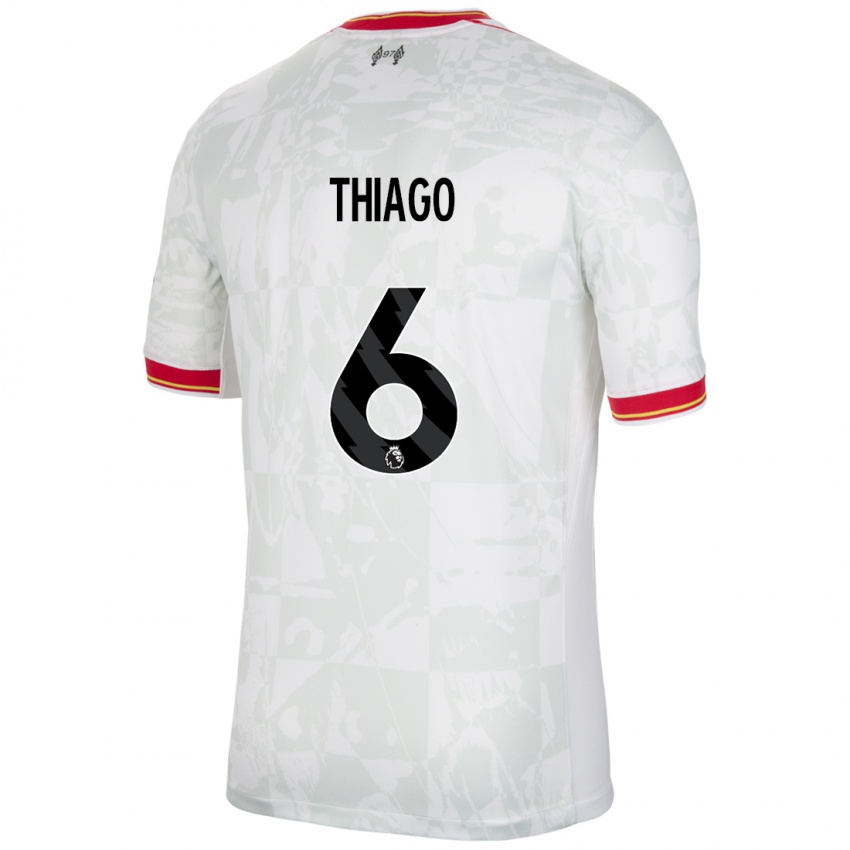 Mujer Camiseta Thiago #6 Blanco Rojo Negro Equipación Tercera 2024/25 La Camisa Chile