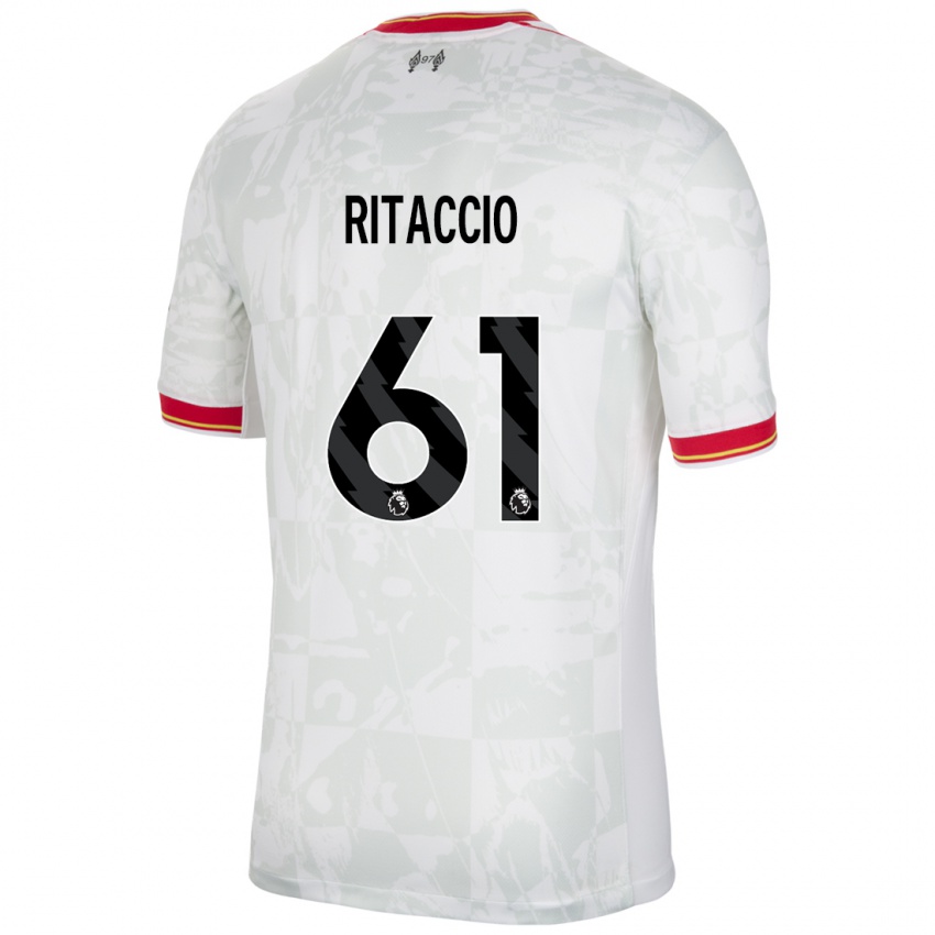 Mujer Camiseta Matteo Ritaccio #61 Blanco Rojo Negro Equipación Tercera 2024/25 La Camisa Chile