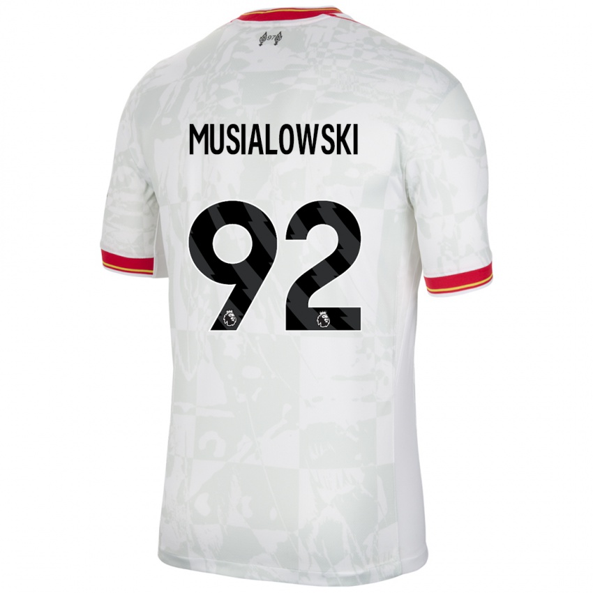 Mujer Camiseta Mateusz Musialowski #92 Blanco Rojo Negro Equipación Tercera 2024/25 La Camisa Chile