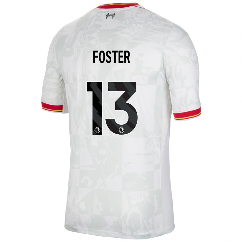 Mujer Camiseta Rylee Foster #13 Blanco Rojo Negro Equipación Tercera 2024/25 La Camisa Chile