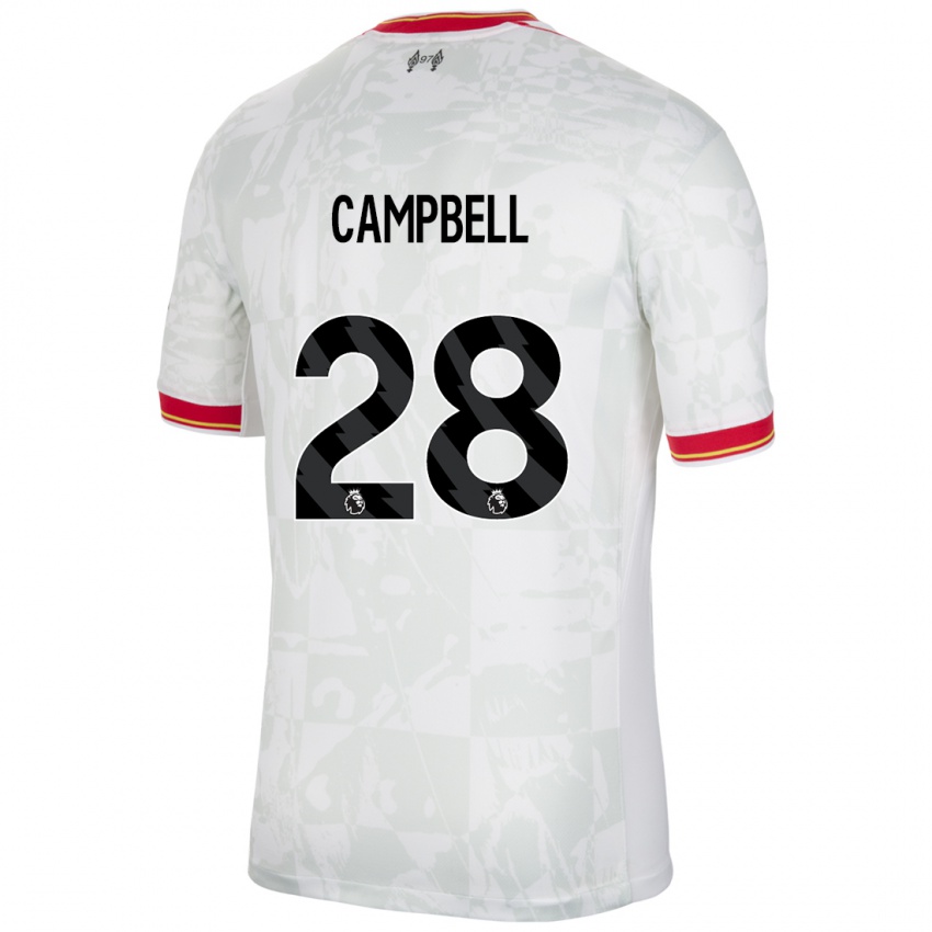 Mujer Camiseta Megan Campbell #28 Blanco Rojo Negro Equipación Tercera 2024/25 La Camisa Chile