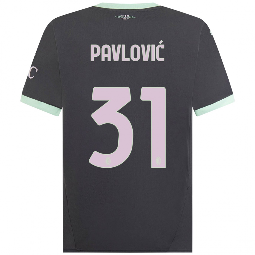 Mujer Camiseta Strahinja Pavlović #31 Gris Equipación Tercera 2024/25 La Camisa Chile