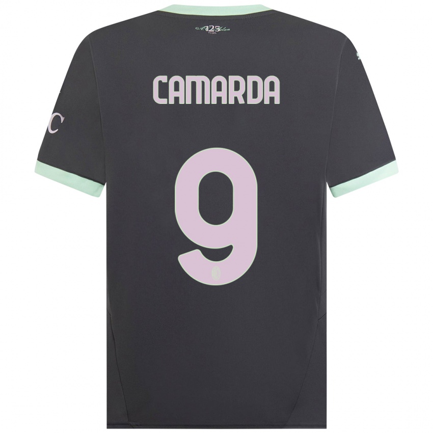 Mujer Camiseta Francesco Camarda #9 Gris Equipación Tercera 2024/25 La Camisa Chile