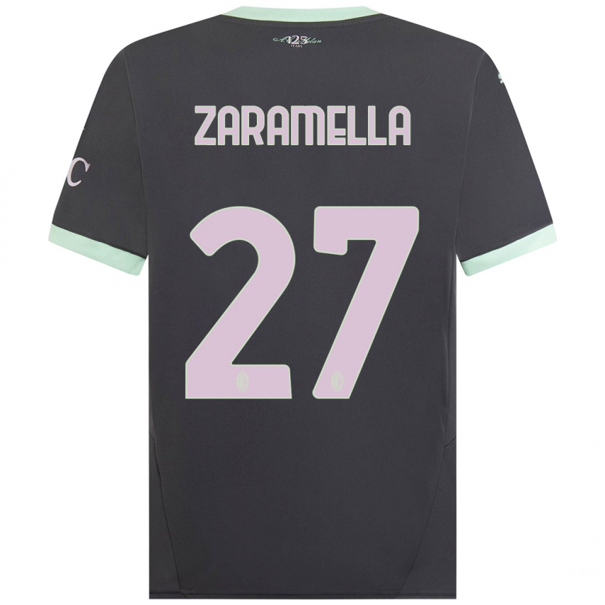 Mujer Camiseta Mattia Zaramella #27 Gris Equipación Tercera 2024/25 La Camisa Chile