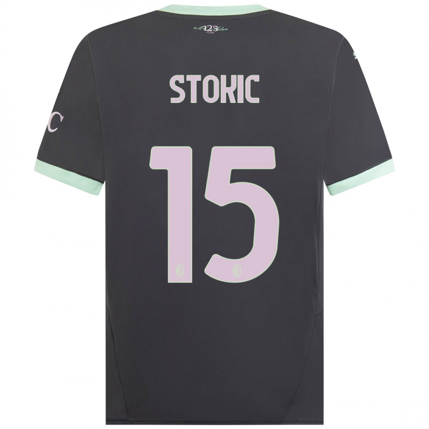 Mujer Camiseta Sara Stokić #15 Gris Equipación Tercera 2024/25 La Camisa Chile