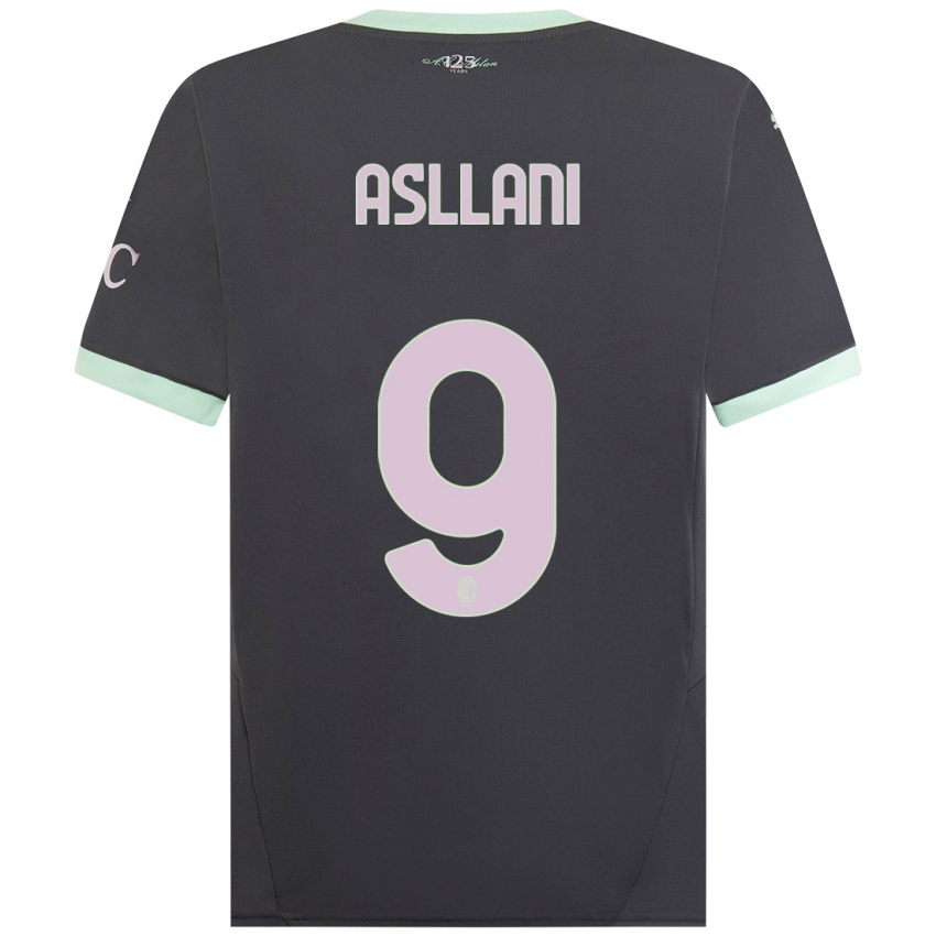 Mujer Camiseta Kosovare Asllani #9 Gris Equipación Tercera 2024/25 La Camisa Chile