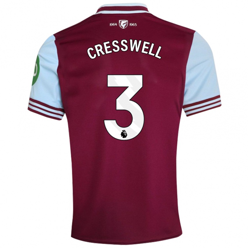 Niño Camiseta Aaron Cresswell #3 Rojo Oscuro 1ª Equipación 2024/25 La Camisa Chile