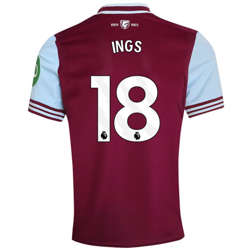 Niño Camiseta Danny Ings #18 Rojo Oscuro 1ª Equipación 2024/25 La Camisa Chile