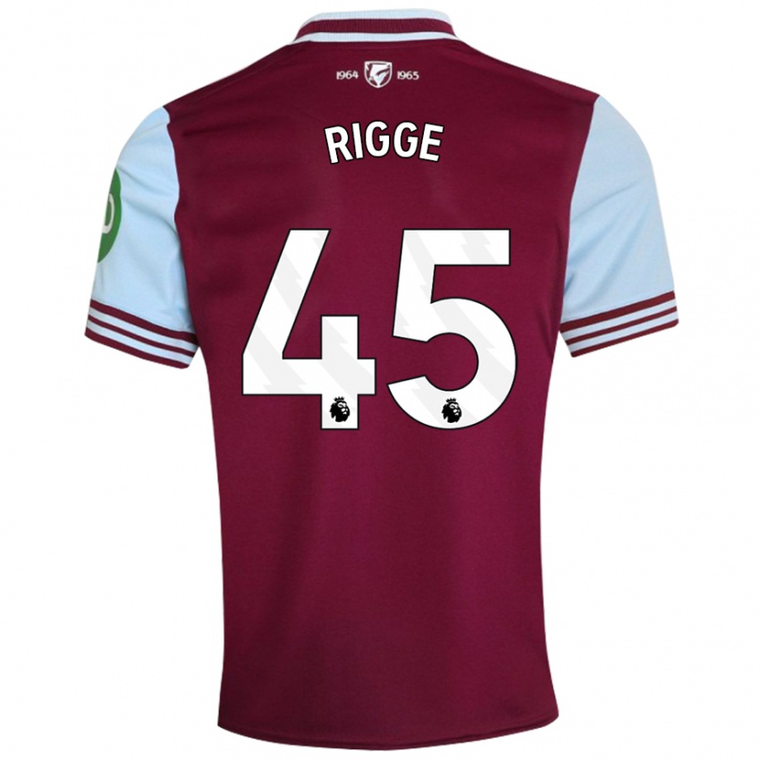 Niño Camiseta Daniel Rigge #45 Rojo Oscuro 1ª Equipación 2024/25 La Camisa Chile