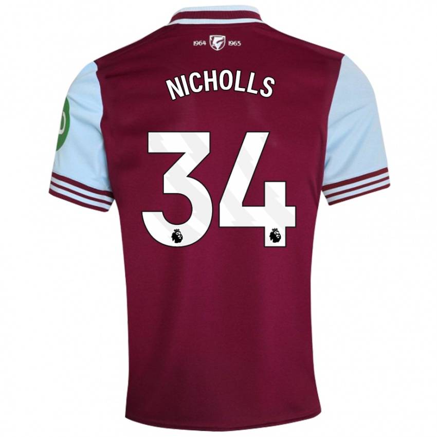 Niño Camiseta Macey Nicholls #34 Rojo Oscuro 1ª Equipación 2024/25 La Camisa Chile